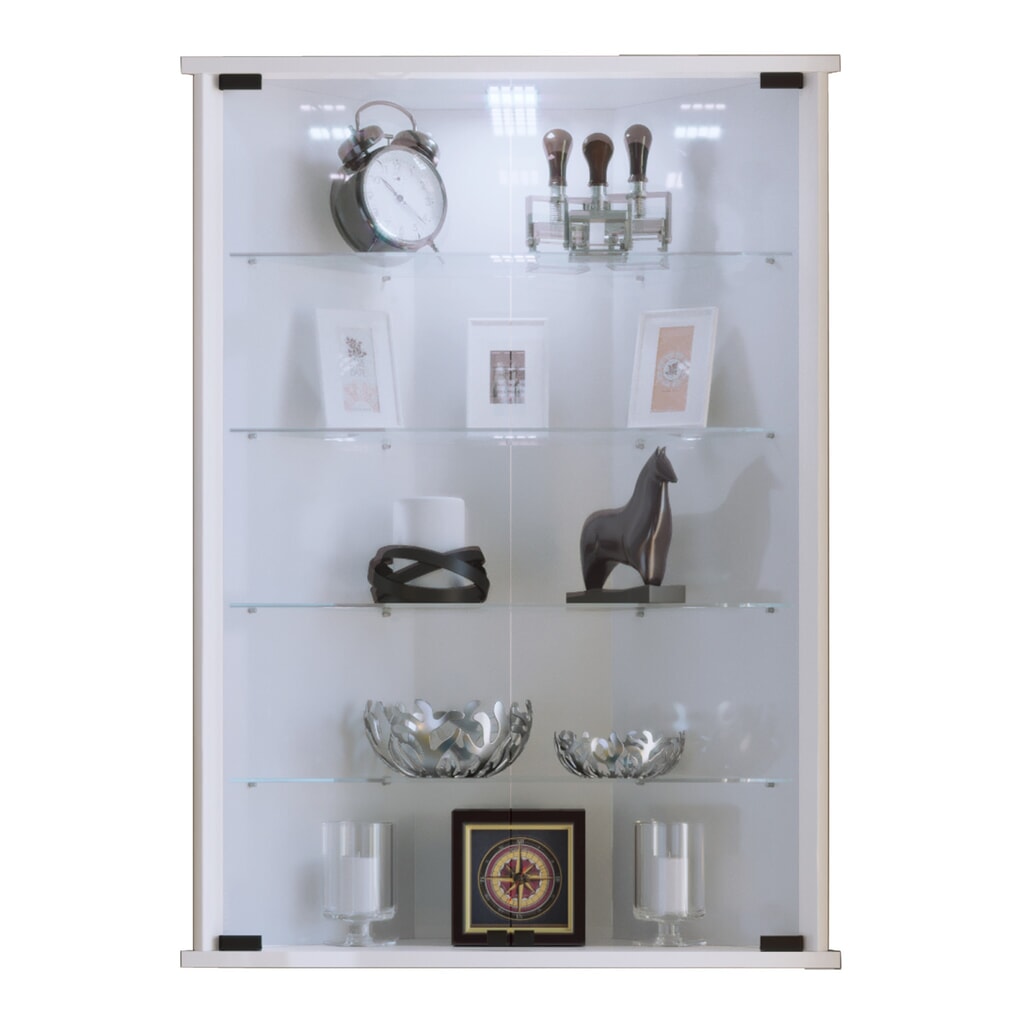 Vitrine d’angle VCM Vecko, blanche N° de l'image du produit 1 : Vitrine d’angle VCM Vecko, blanche