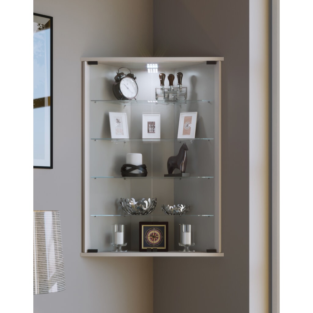 Vitrine d’angle VCM Vecko, blanche N° de l'image du produit 2 : Vitrine d’angle VCM Vecko, blanche
