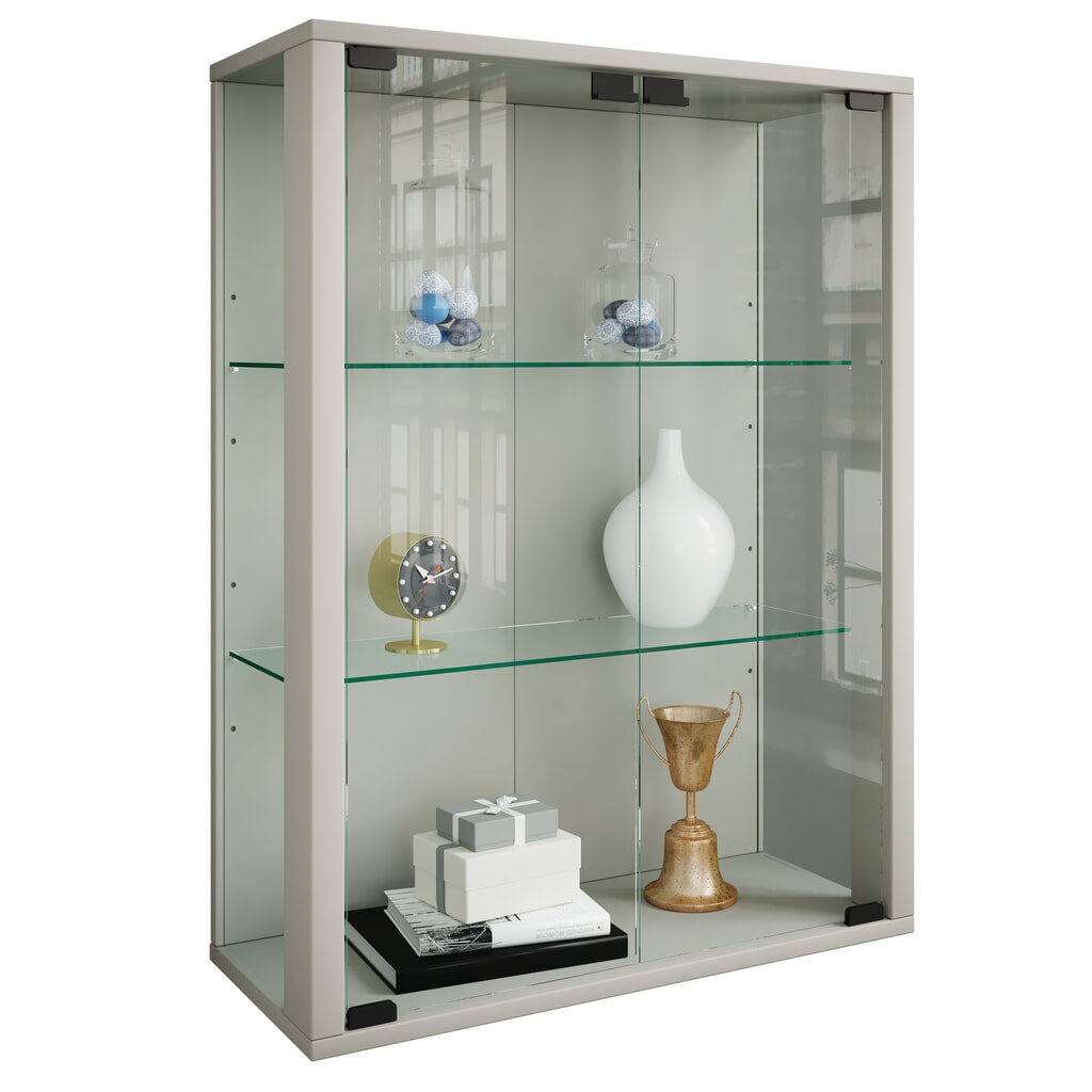 Illustration du produit: Vitrine murale VCM Udina, avec éclairage LED, couleur argent