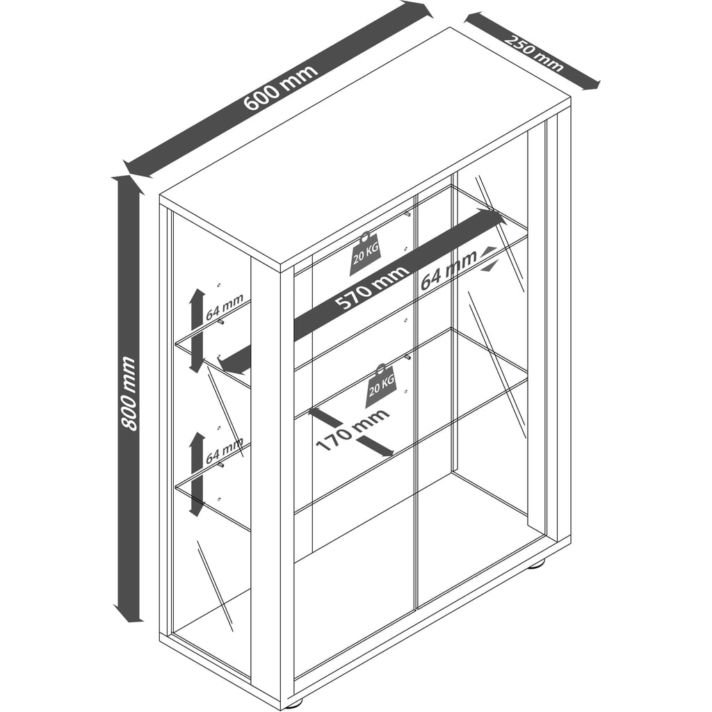 Vitrine murale VCM Udina, hêtre N° de l'image du produit 2 : Vitrine murale VCM Udina, hêtre