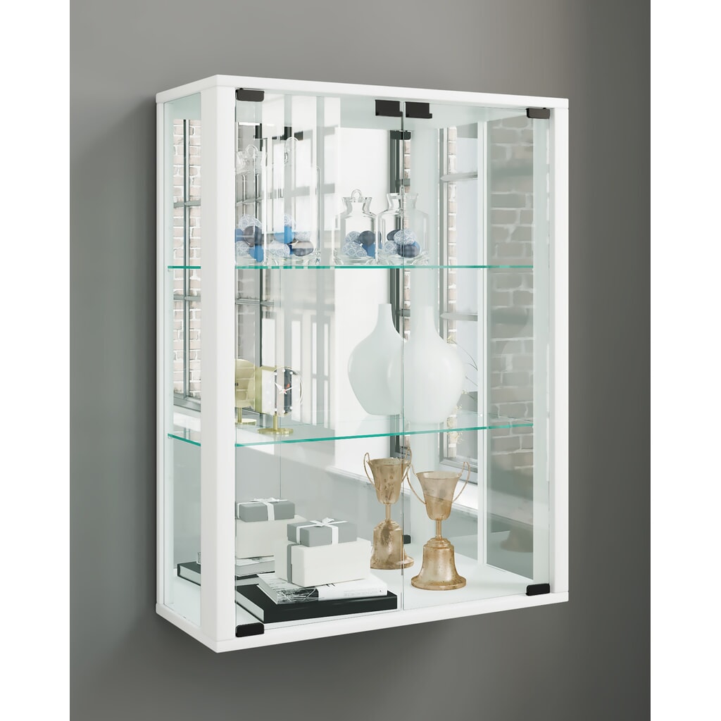 Vitrine murale VCM Udina avec miroir, blanche N° de l'image du produit 3 : Vitrine murale VCM Udina avec miroir, blanche