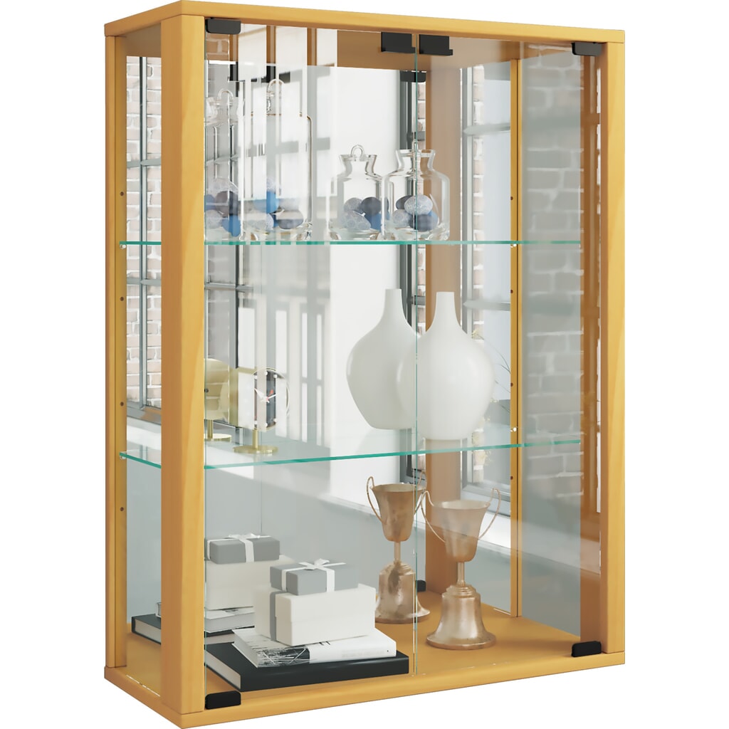 Vitrine murale VCM Udina avec miroir, hêtre Illustration du produit: Vitrine murale VCM Udina avec miroir, hêtre