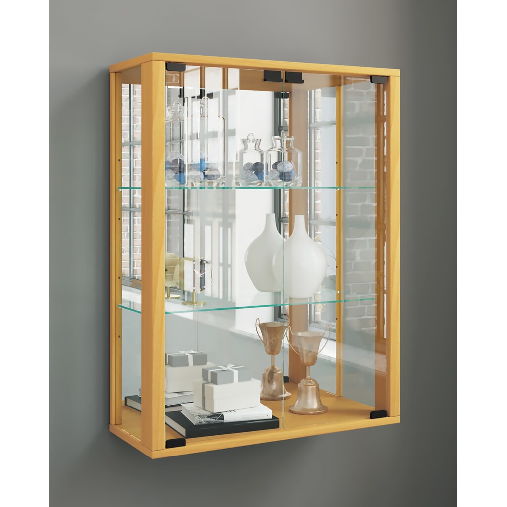 N° de l'image du produit 3 : Vitrine murale VCM Udina avec miroir, éclairage LED inclus, hêtre