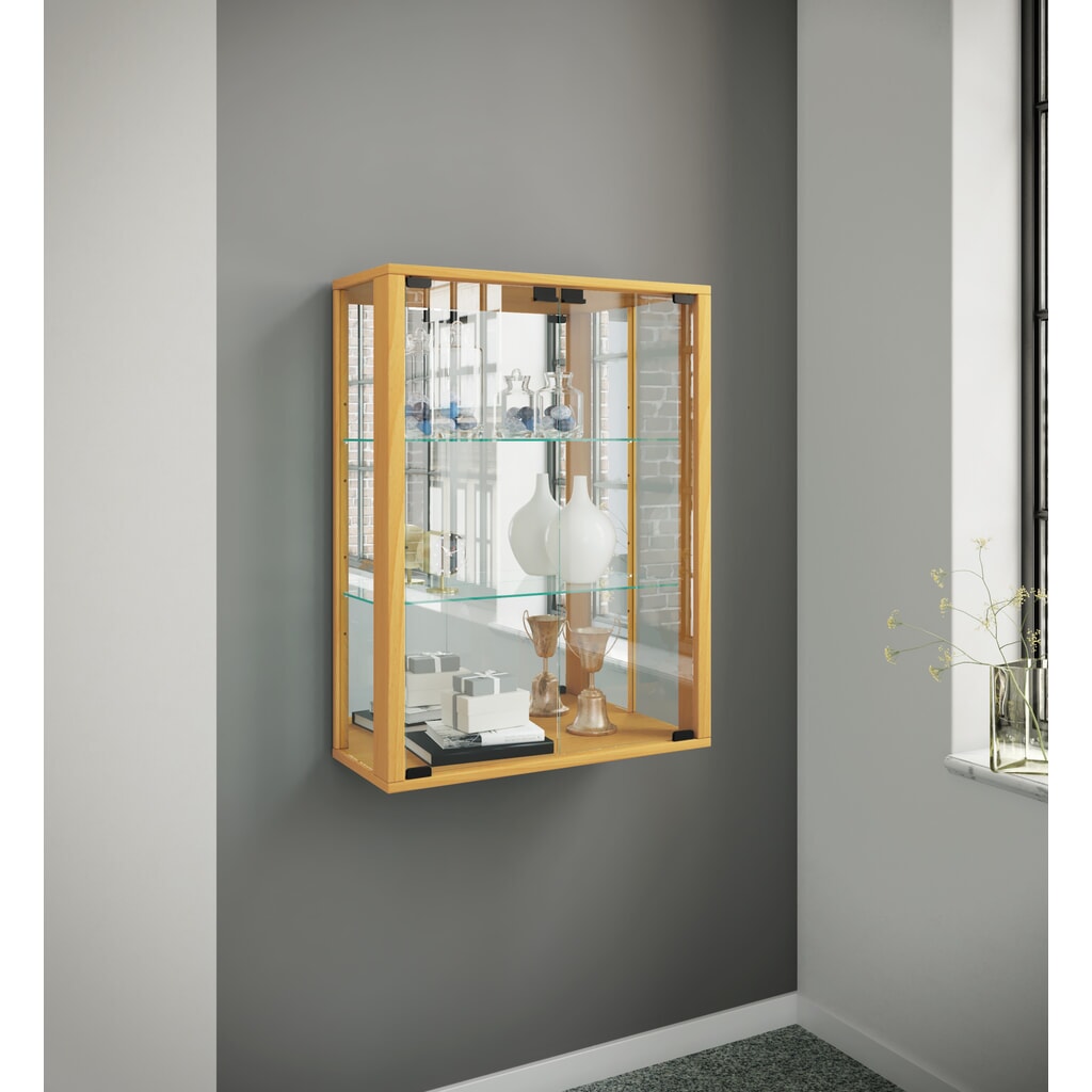 Vitrine murale VCM Udina avec miroir, éclairage LED inclus, hêtre N° de l'image du produit 4 : Vitrine murale VCM Udina avec miroir, éclairage LED inclus, hêtre