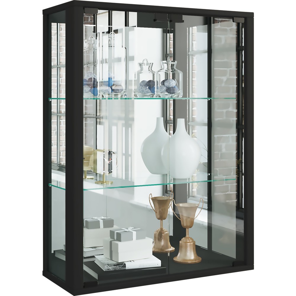 N° de l'image du produit 1 : Vitrine murale Udina avec miroir, noir