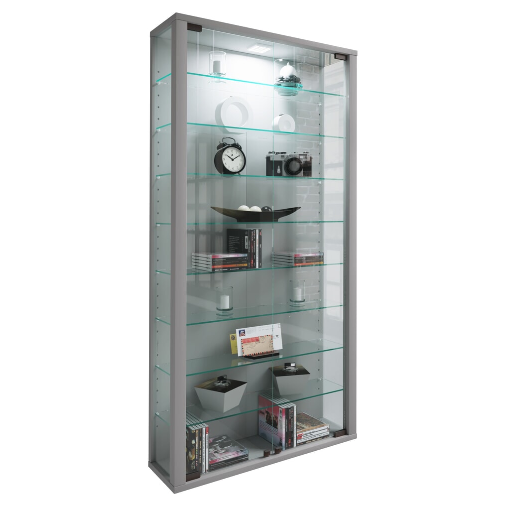 N° de l'image du produit 1 : Vitrine murale VCM Vitrosa Maxi, avec éclairage LED, argent