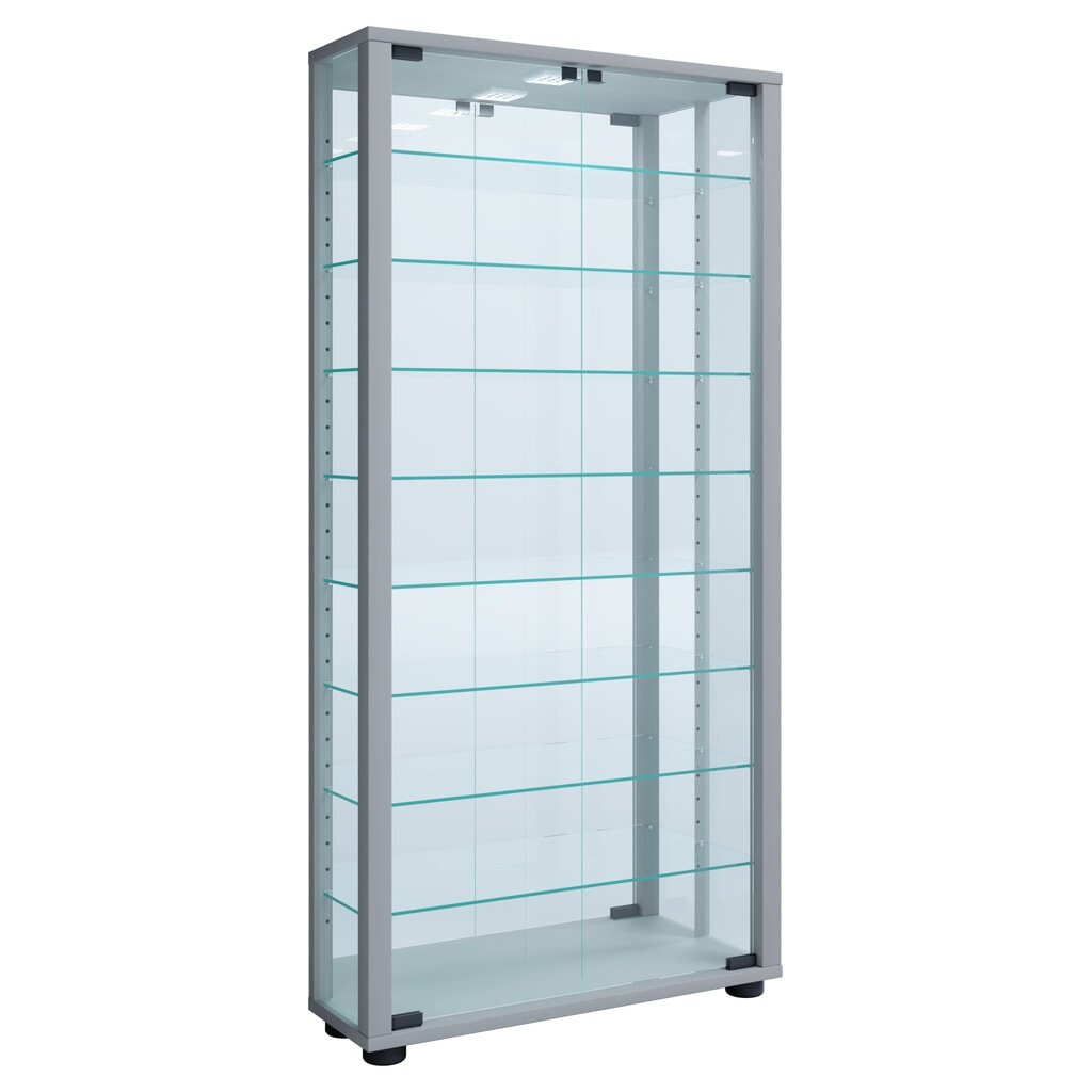Vitrine murale VCM Vitrosa Maxi avec Miroir, éclairage LED inclus, argent Illustration du produit: Vitrine murale VCM Vitrosa Maxi avec Miroir, éclairage LED inclus, argent