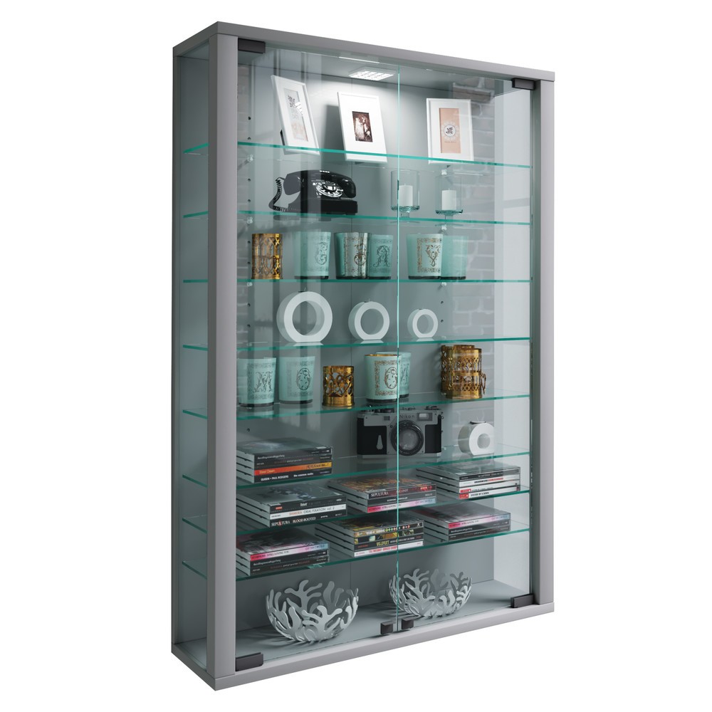 Numéro de l'image du produit 1: Vitrine murale Vitrosa Mini, éclairage à LED inclus, couleur argent