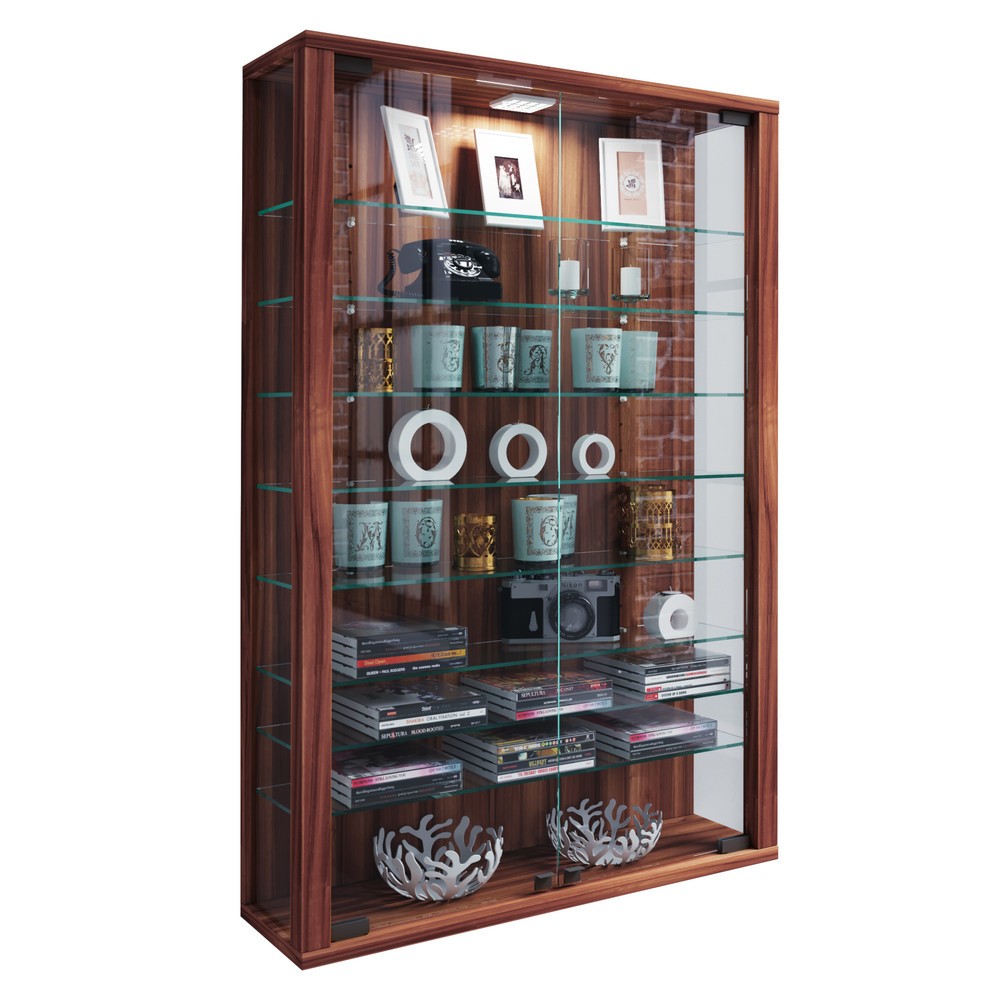 Numéro de l'image du produit 1: Vitrine murale Vitrosa Mini, éclairage à LED inclus, cœur de noyer