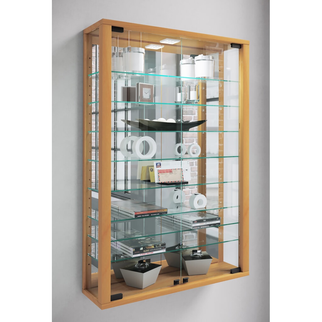 Vitrine murale VCM Vitrosa Mini avec miroir, hêtre N° de l'image du produit 3 : Vitrine murale VCM Vitrosa Mini avec miroir, hêtre