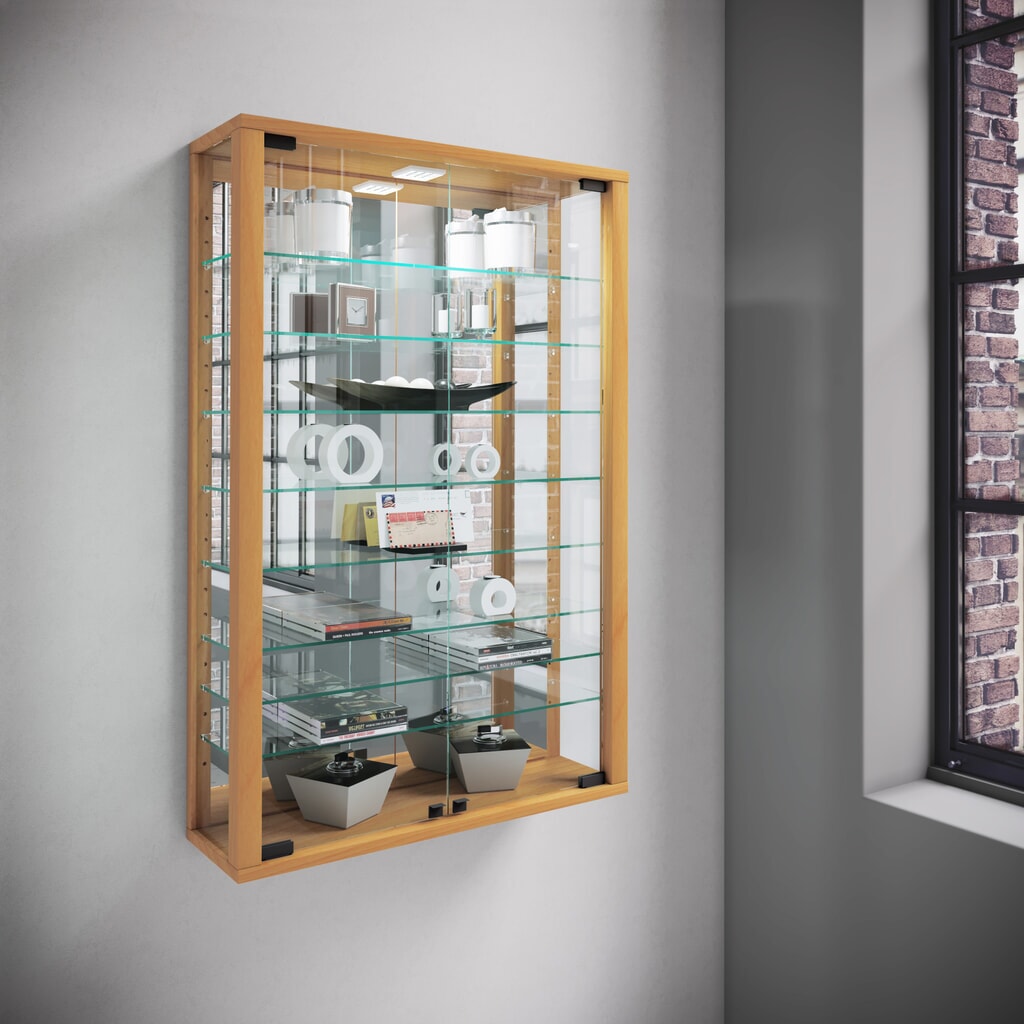 Vitrine murale VCM Vitrosa Mini avec miroir, hêtre N° de l'image du produit 4 : Vitrine murale VCM Vitrosa Mini avec miroir, hêtre