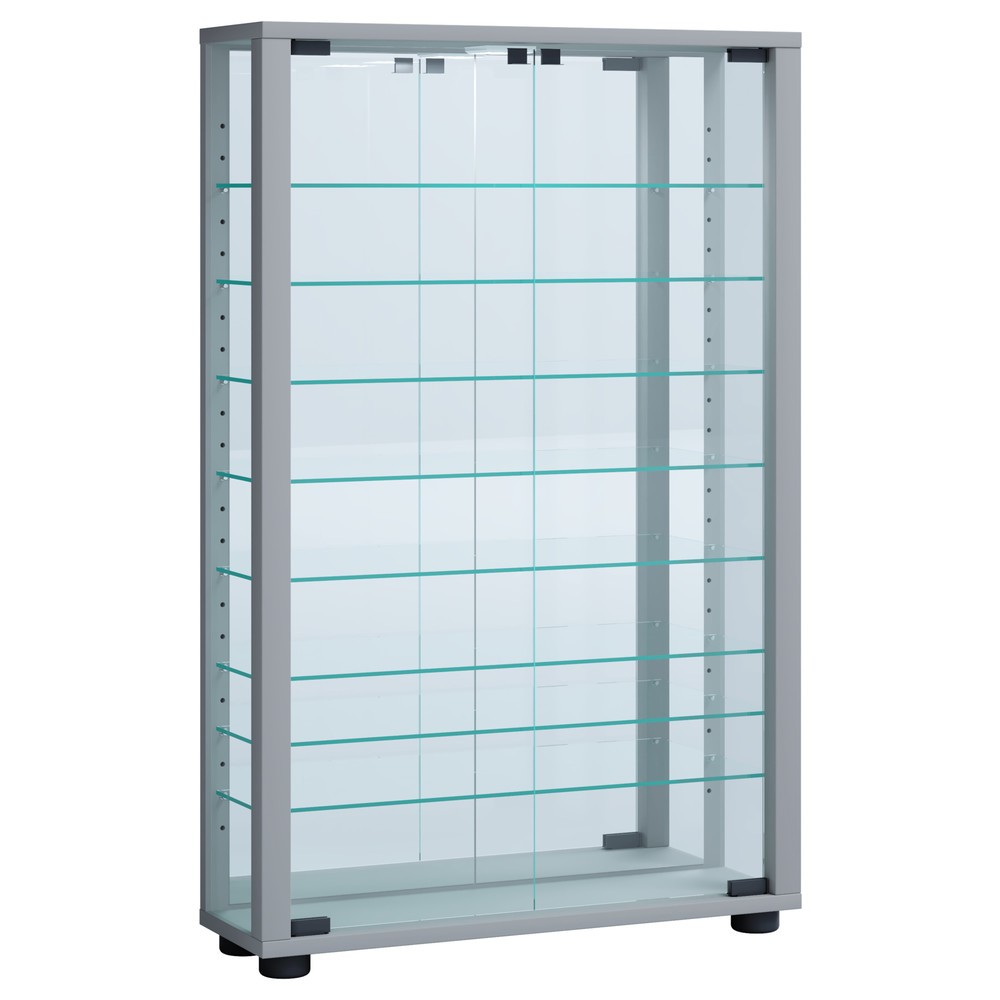 Numéro de l'image du produit 1: Vitrine murale Vitrosa Mini avec miroir, éclairage à LED inclus, couleur argent