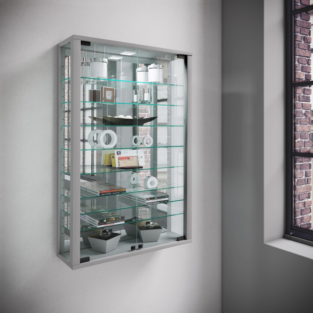Numéro de l'image du produit 4: Vitrine murale Vitrosa Mini avec miroir, éclairage à LED inclus, couleur argent