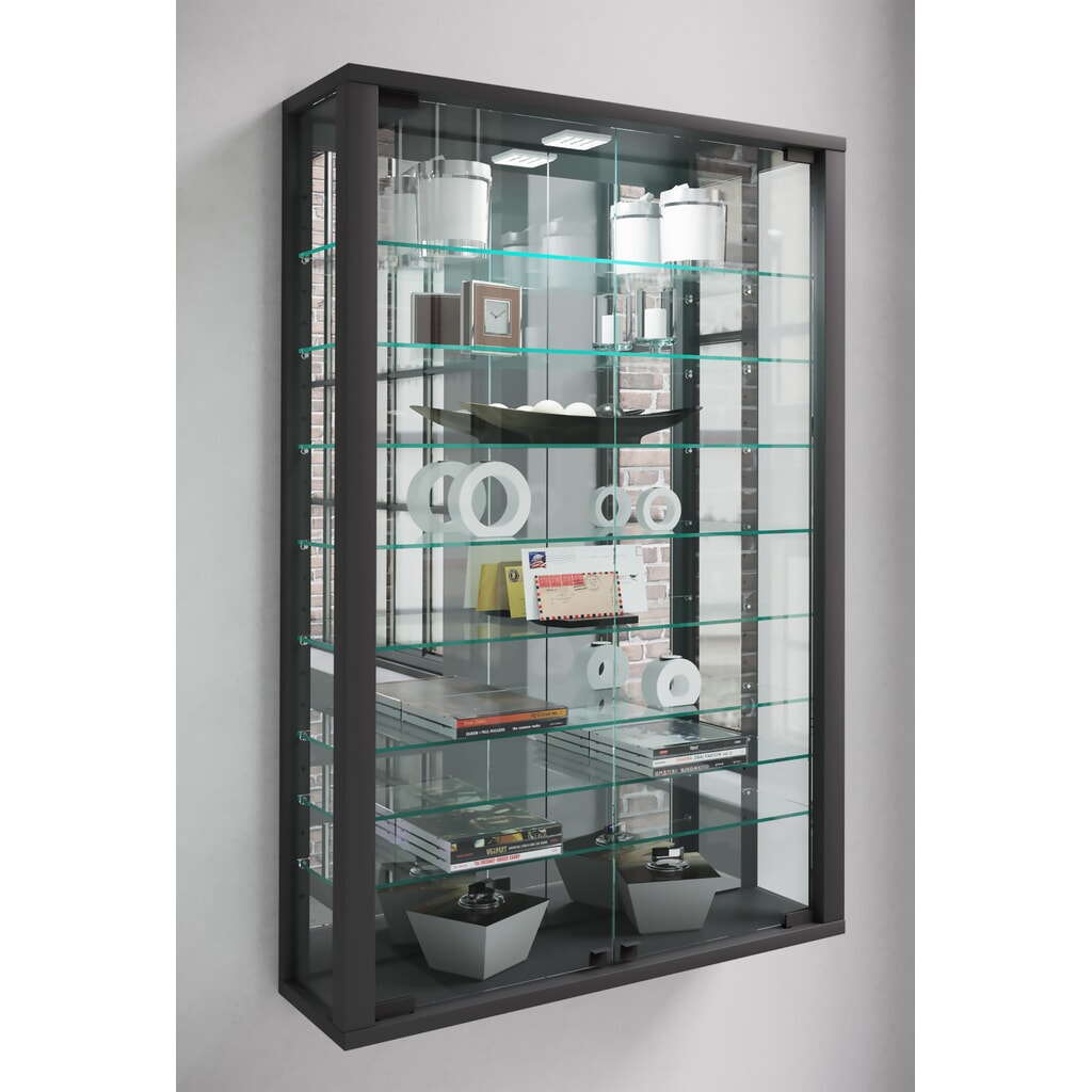 Vitrine murale VCM Vitrosa Mini avec miroir, noire N° de l'image du produit 3 : Vitrine murale VCM Vitrosa Mini avec miroir, noire