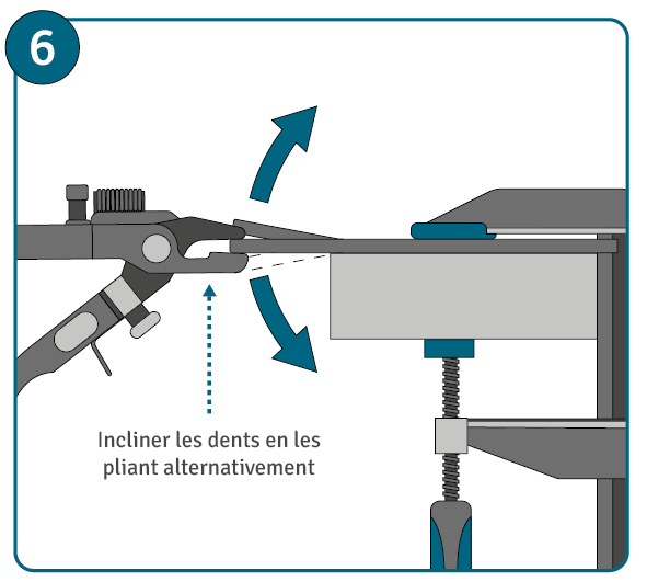 Affûter une lame de scie circulaire étape 6 : incliner les dents de scie