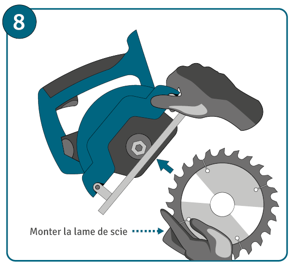 Affûter une lame de scie circulaire étape 8 : monter la lame de scie