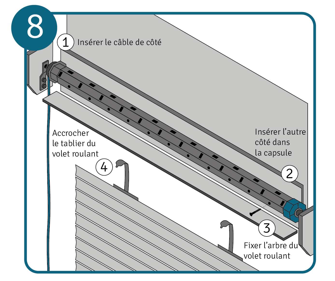 Installer un moteur de volet roulant, étape 8 : installer le moteur.