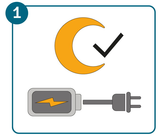 Recharge batterie lithium-ion : la recharge pendant la nuit est possible.