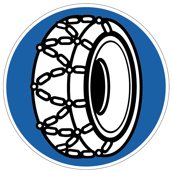 Grafik des Verkehrszeichens für Schneeketten