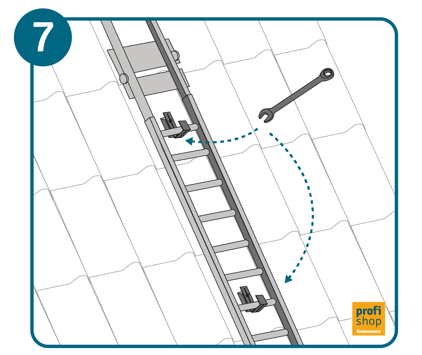 Comment installer une échelle de toit, étape 7 : fixez l'échelle de toit aux crochets de toit