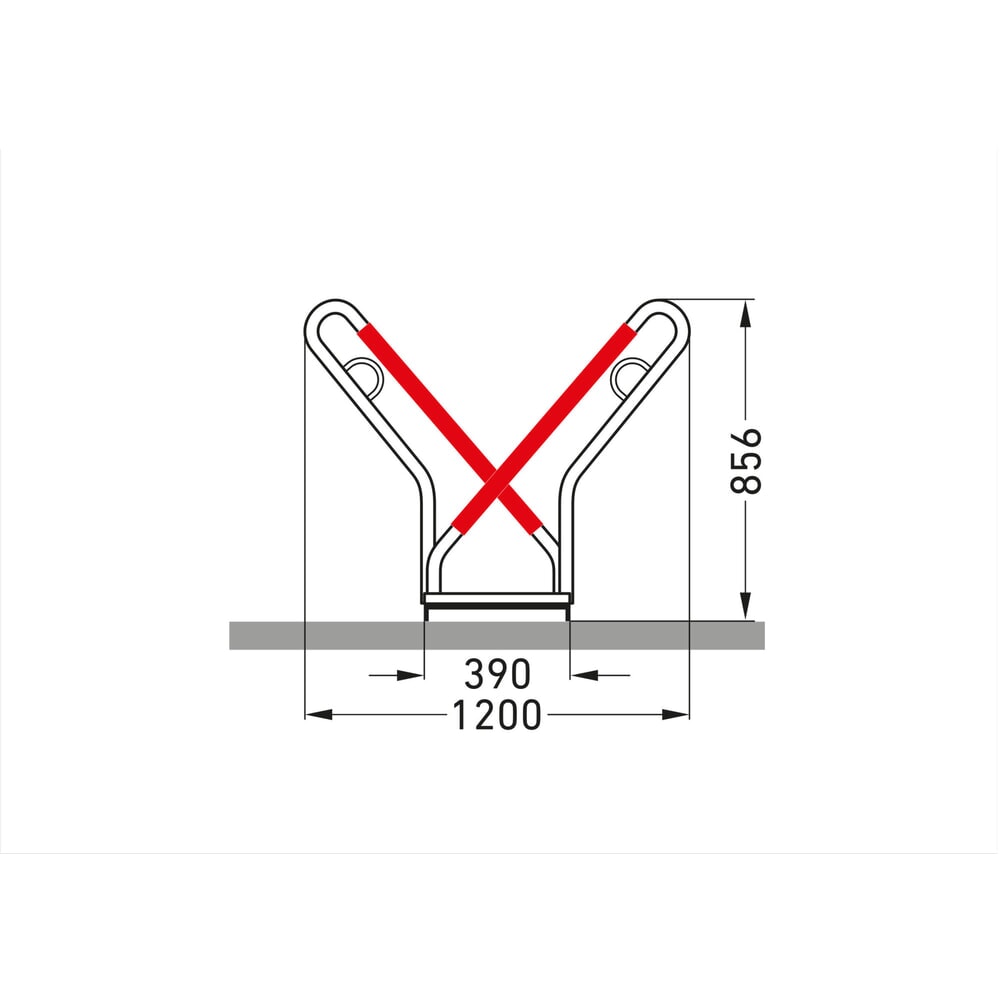 Numéro de l'image du produit 7: Parc à vélos wsm® 0500 XBF, à cheviller, galvanisé à chaud, bilatéral, 12 places, écart entre les roues 540 mm