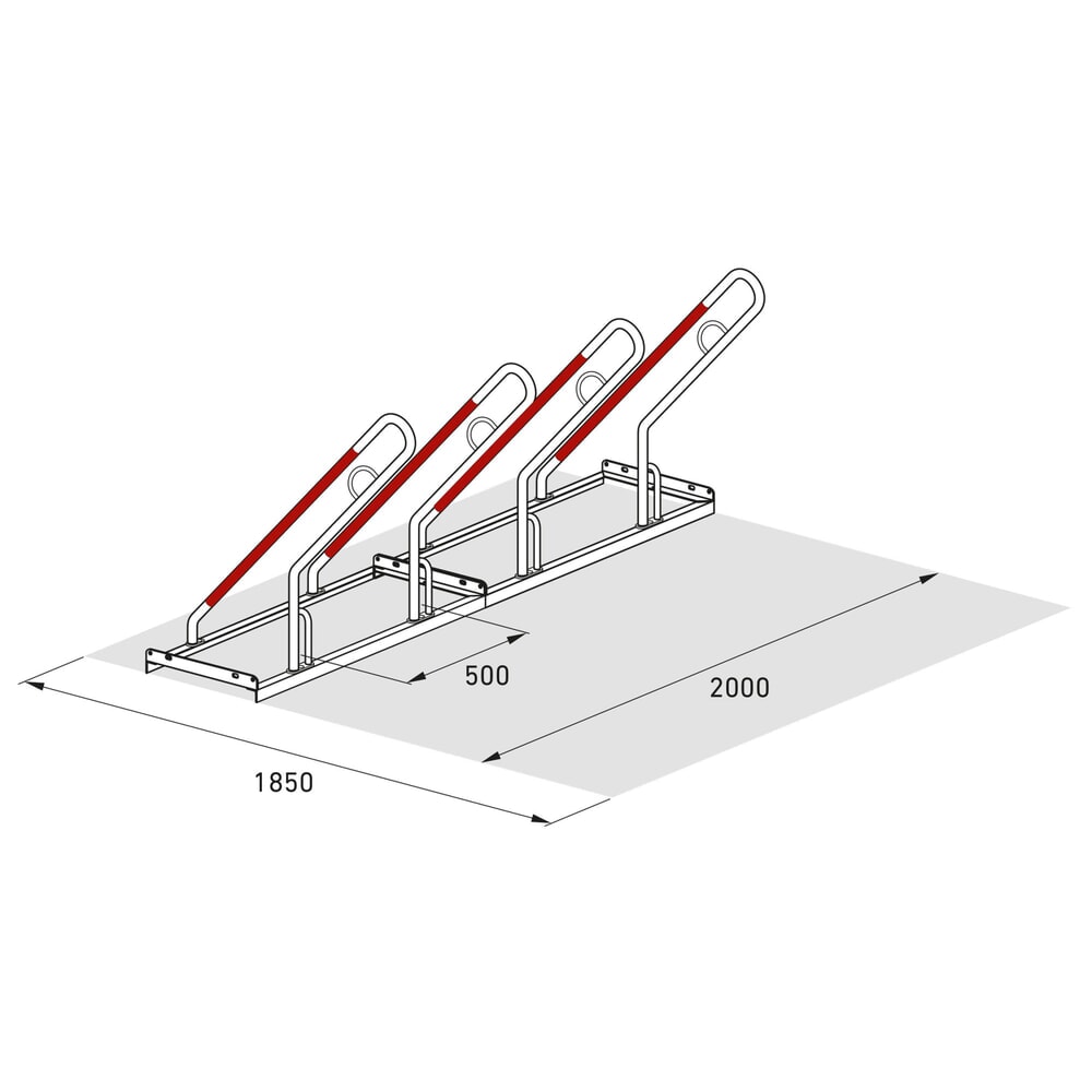 Numéro de l'image du produit 8: Parc à vélos wsm® 0500 XBF, à cheviller, galvanisé à chaud, unilatéral, 4 places, écart entre les roues 500 mm