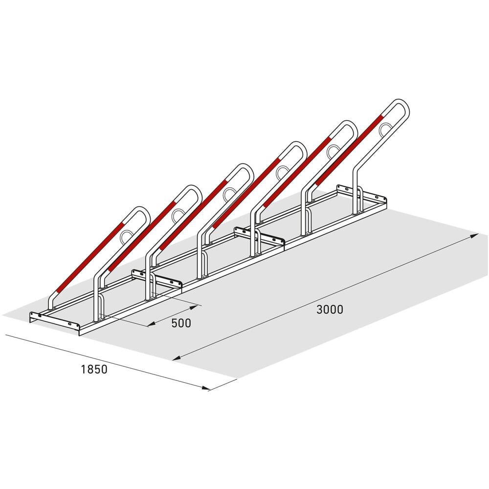 Numéro de l'image du produit 8: Parc à vélos wsm® 0500 XBF, à cheviller, galvanisé à chaud, unilatéral, 6 places, écart entre les roues 500 mm