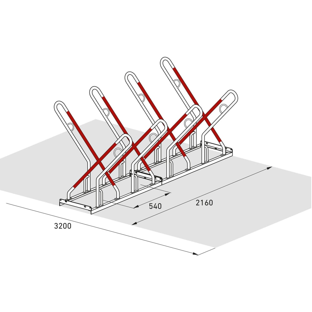 Numéro de l'image du produit 8: Parc à vélos wsm® 0500 XBF, à cheviller, galvanisé à chaud, bilatéral, 8 places, écart entre les roues 540 mm