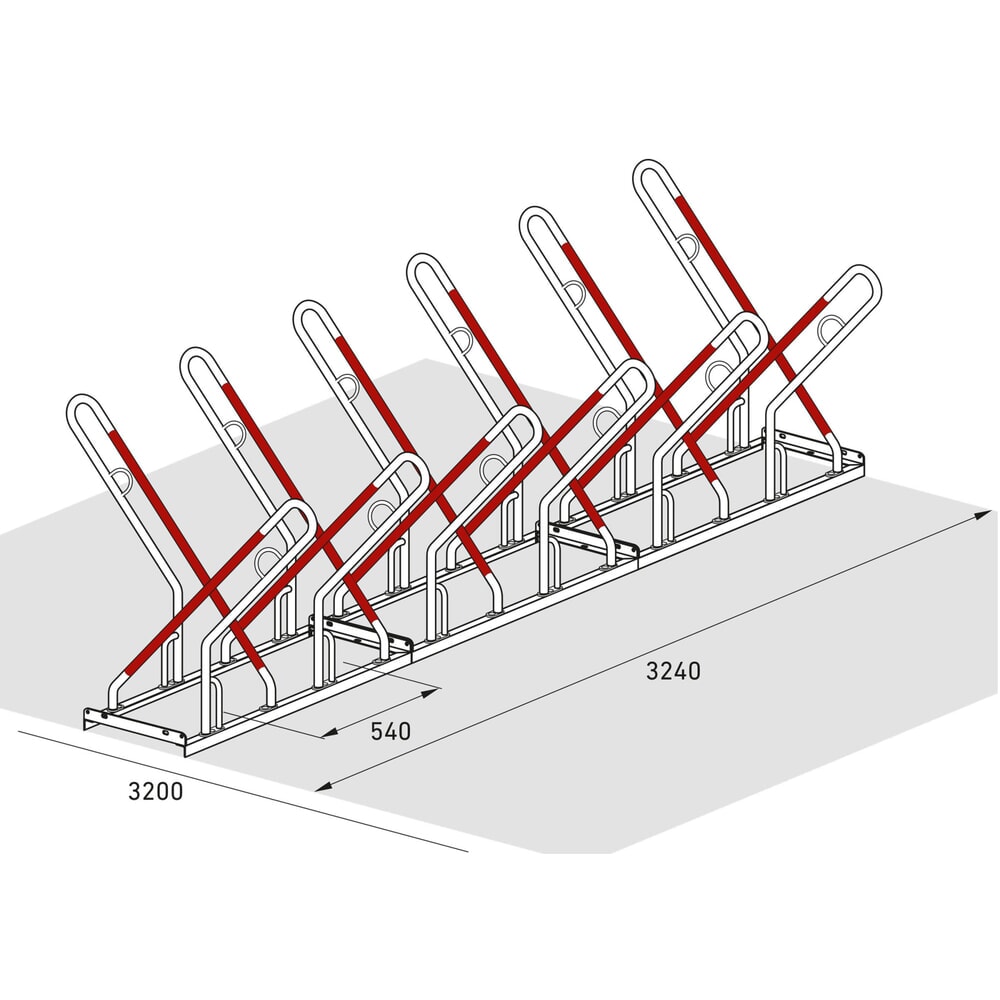 Numéro de l'image du produit 8: Parc à vélos wsm® 0500 XBF, à cheviller, galvanisé à chaud, bilatéral, 12 places, écart entre les roues 540 mm