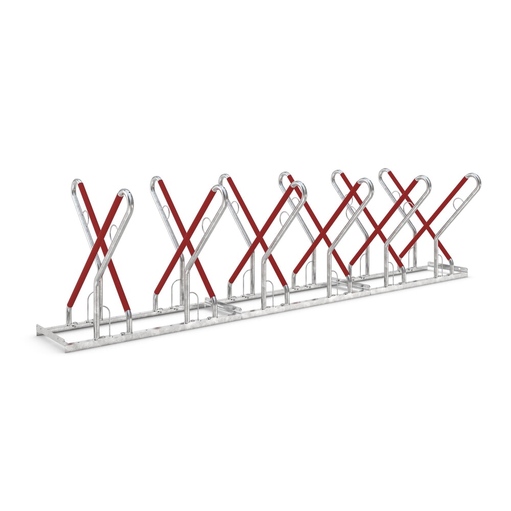 Numéro de l'image du produit 1: Parc à vélos wsm® 0500 XBF, à cheviller, galvanisé à chaud, bilatéral, 12 places, écart entre les roues 540 mm