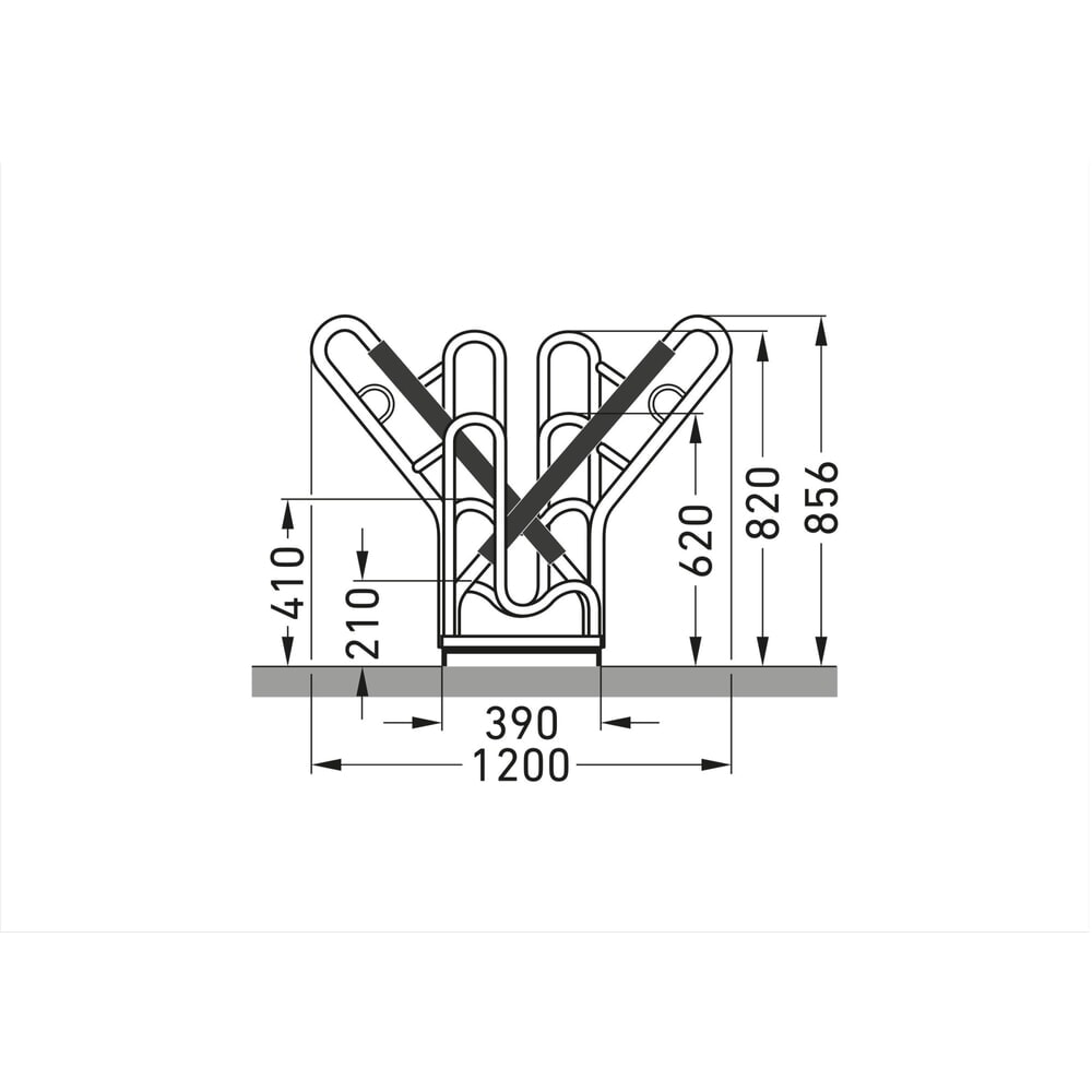 Numéro de l'image du produit 6: Parc à vélos wsm® 4700 XBF, implantation libre, galvanisé à chaud, bilatéral, 12 places, écart entre les roues 540 mm