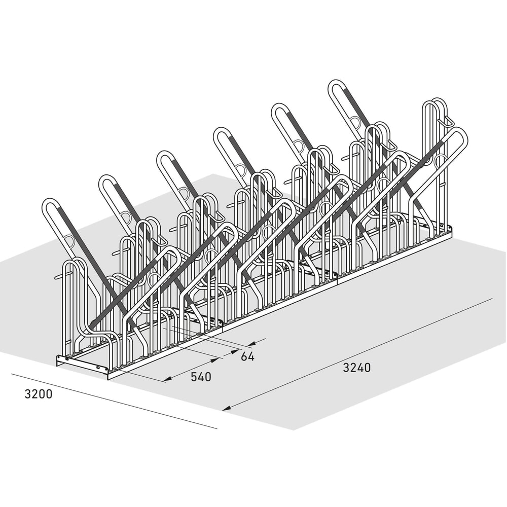 Numéro de l'image du produit 7: Parc à vélos wsm® 4700 XBF, implantation libre, galvanisé à chaud, bilatéral, 12 places, écart entre les roues 540 mm
