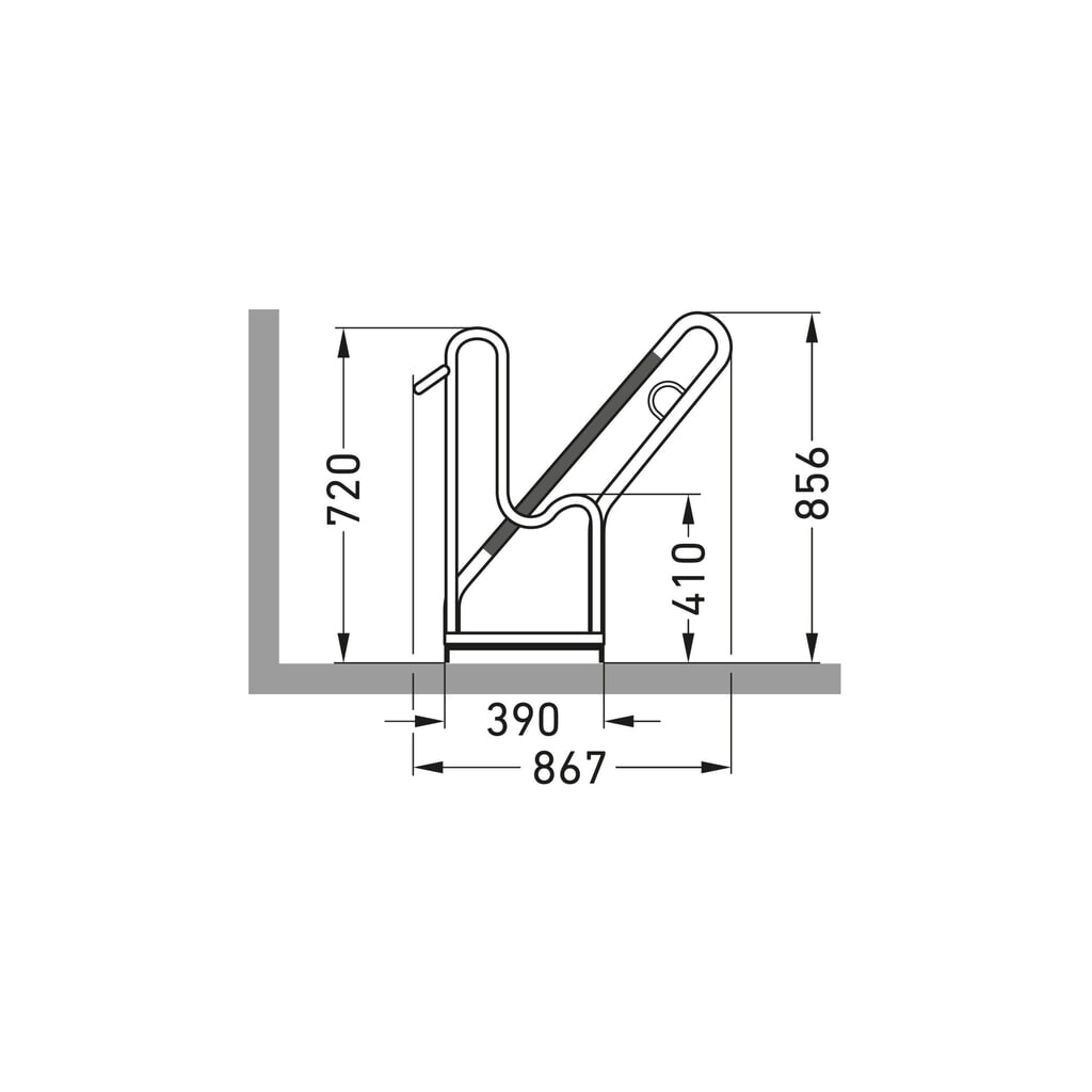 Parc à vélos wsm® 4801 XXBF, unilatéral, 1 place, position haute N° de l'image du produit 7 : Parc à vélos wsm® 4801 XXBF, unilatéral, 1 place, position haute