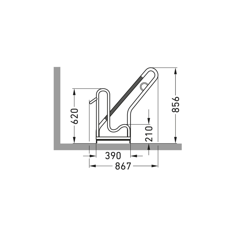 Numéro de l'image du produit 7: Parc à vélos wsm® 4801 XXBF, unilatéral, 1 place, position basse