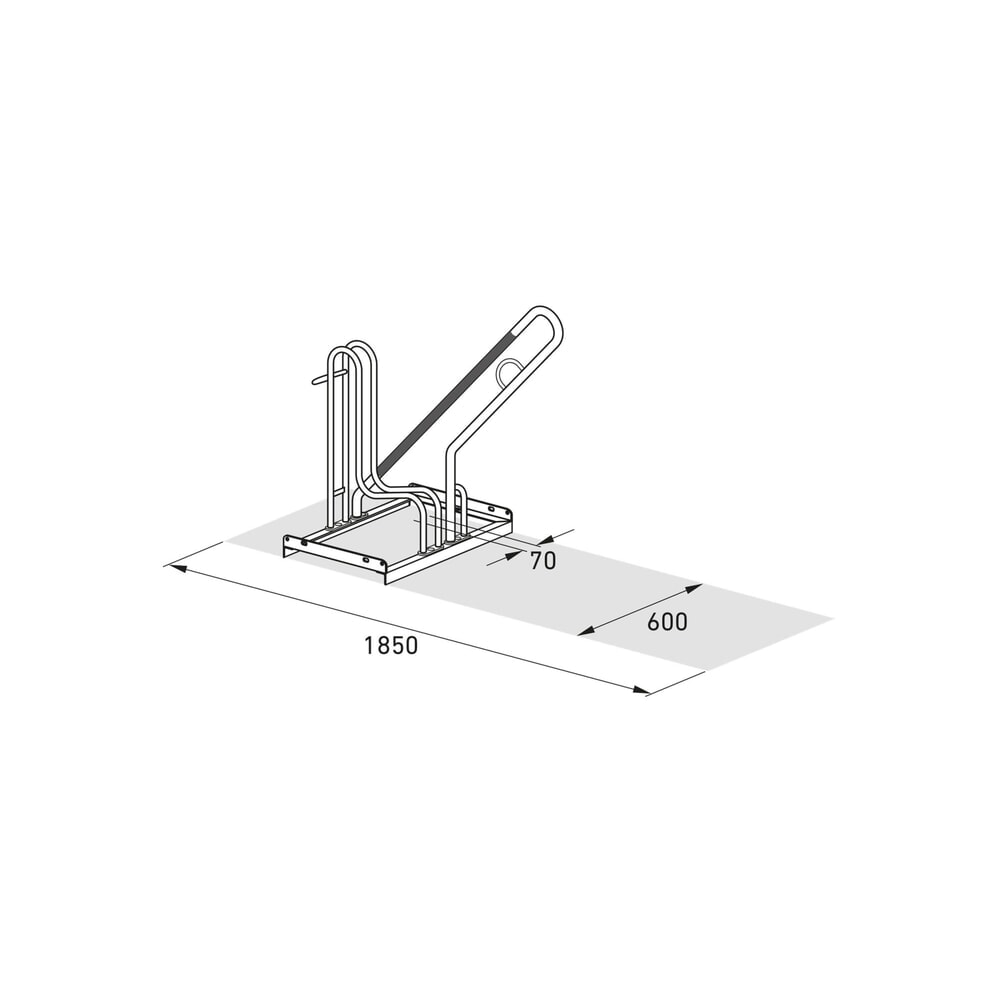 Numéro de l'image du produit 8: Parc à vélos wsm® 4801 XXBF, unilatéral, 1 place, position basse