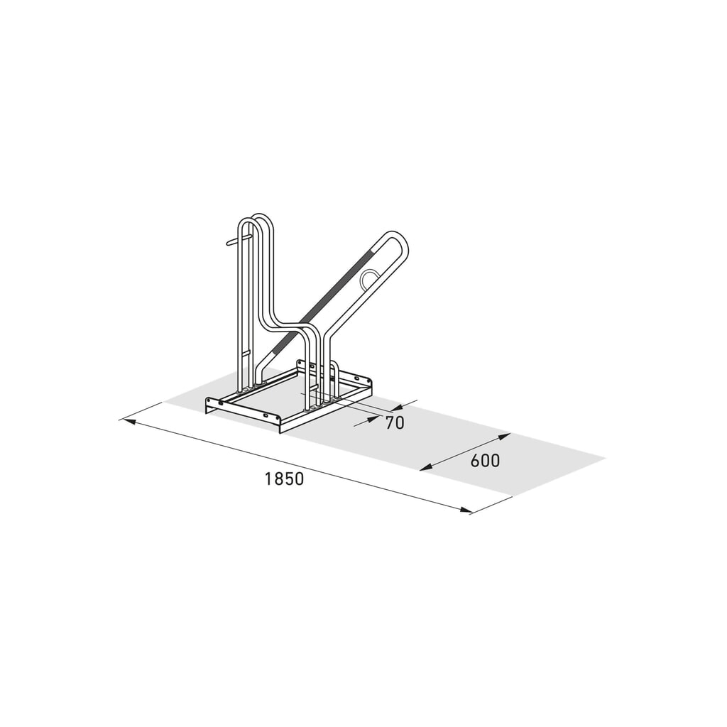 N° de l'image du produit 8 : Parc à vélos wsm® 4801 XXBF, unilatéral, 1 place, position haute