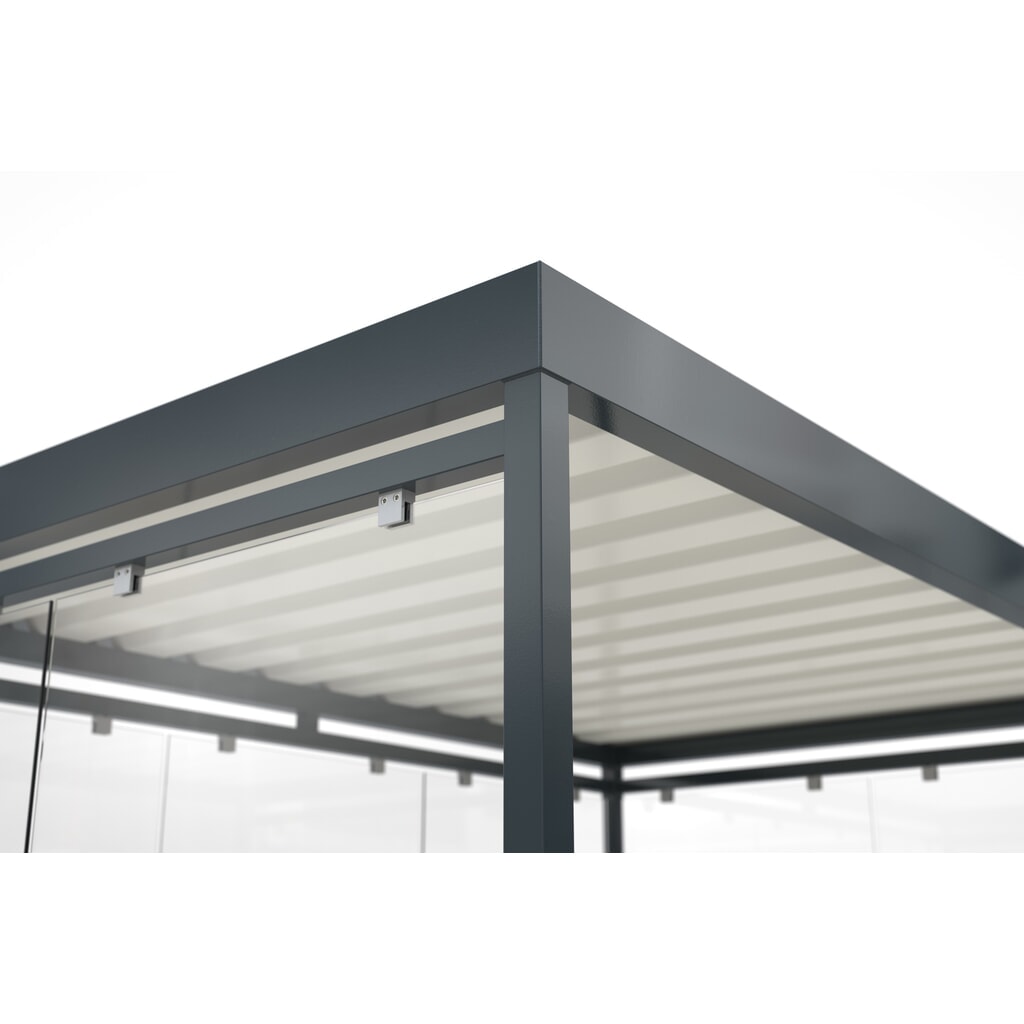 Abri fumeurs wsm® KÖLN ALPINE, livré monté, charge de neige max. 5,6 kN/m², 7 éléments, sans pavage, blanc-gris N° de l'image du produit 5 : Abri fumeurs wsm® KÖLN ALPINE, livré monté, charge de neige max. 5,6 kN/m², 7 éléments, sans pavage, blanc-gris
