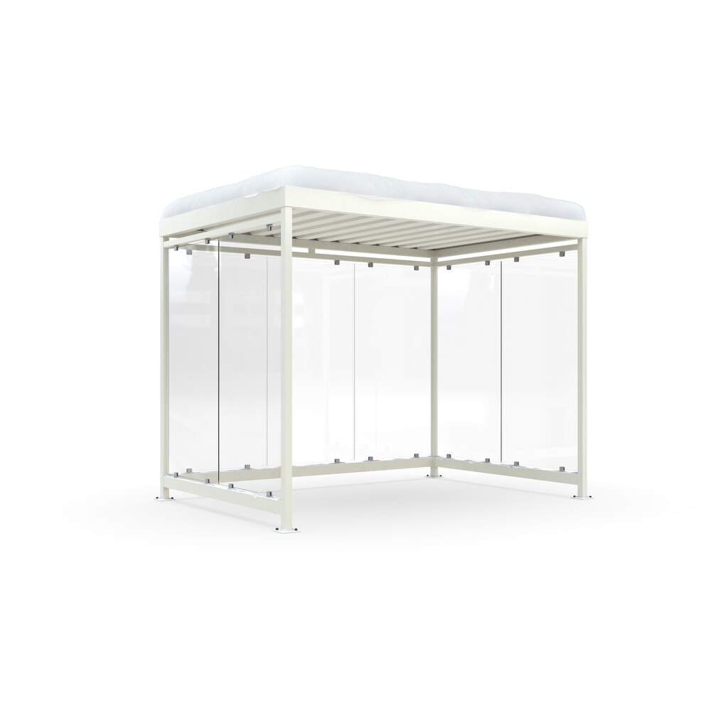 Illustration du produit: Abri fumeurs wsm® KÖLN ALPINE, livré monté, charge de neige max. 4,15 kN/m², 7 éléments, sans pavage, blanc-gris