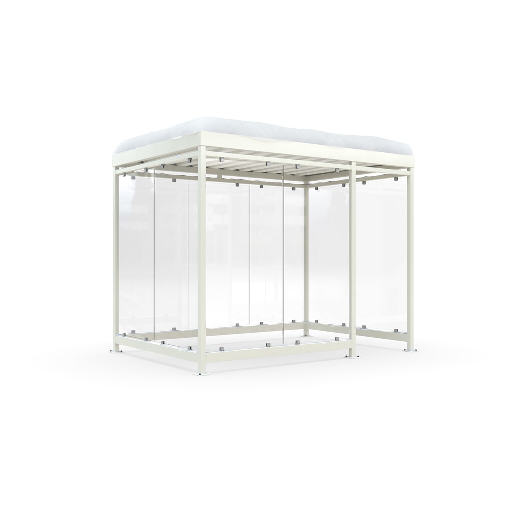 Illustration du produit: Abri fumeurs wsm® KÖLN ALPINE, livré monté, charge de neige max. 4,15 kN/m², 9 éléments, sans pavage, blanc-gris