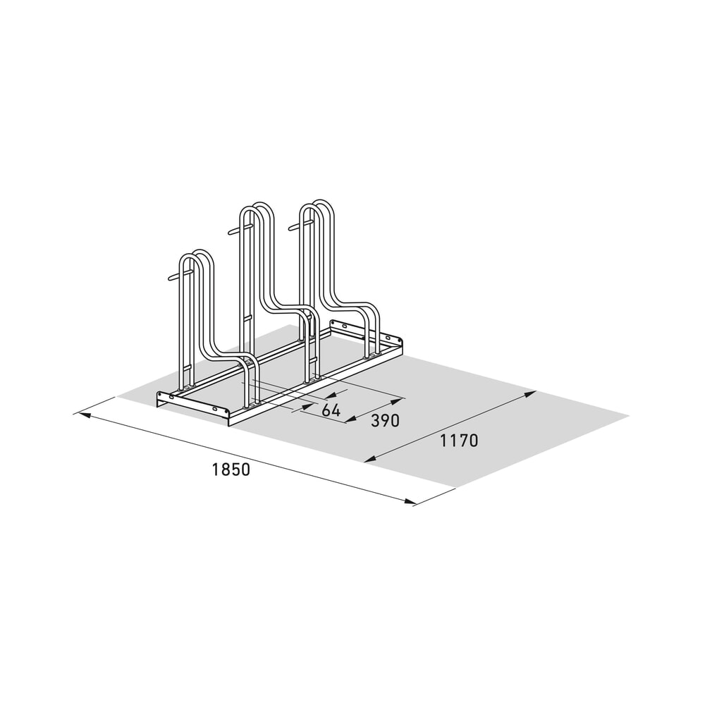 Numéro de l'image du produit 7: Range-vélo wsm® 4000 BR, unilatéral, galvanisé à chaud, écart entre les roues 390 mm, 3 places