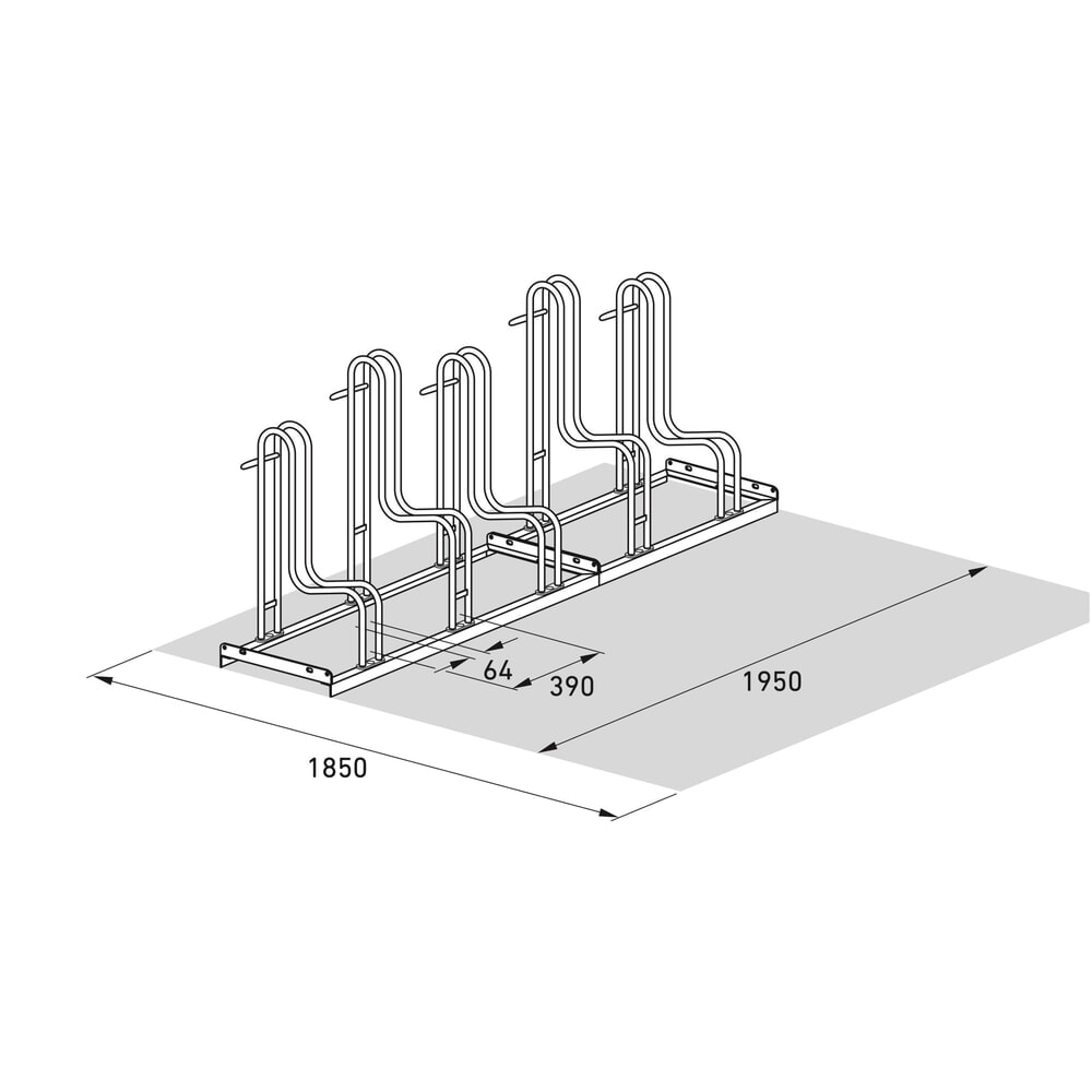 N° de l'image du produit 7 : Range-vélo wsm® 4000 BR, unilatéral, galvanisé à chaud, écart entre les roues 390 mm, 5 places