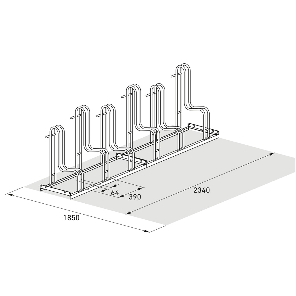 N° de l'image du produit 7 : Range-vélo wsm® 4000 BR, unilatéral, galvanisé à chaud, écart entre les roues 390 mm, 6 places