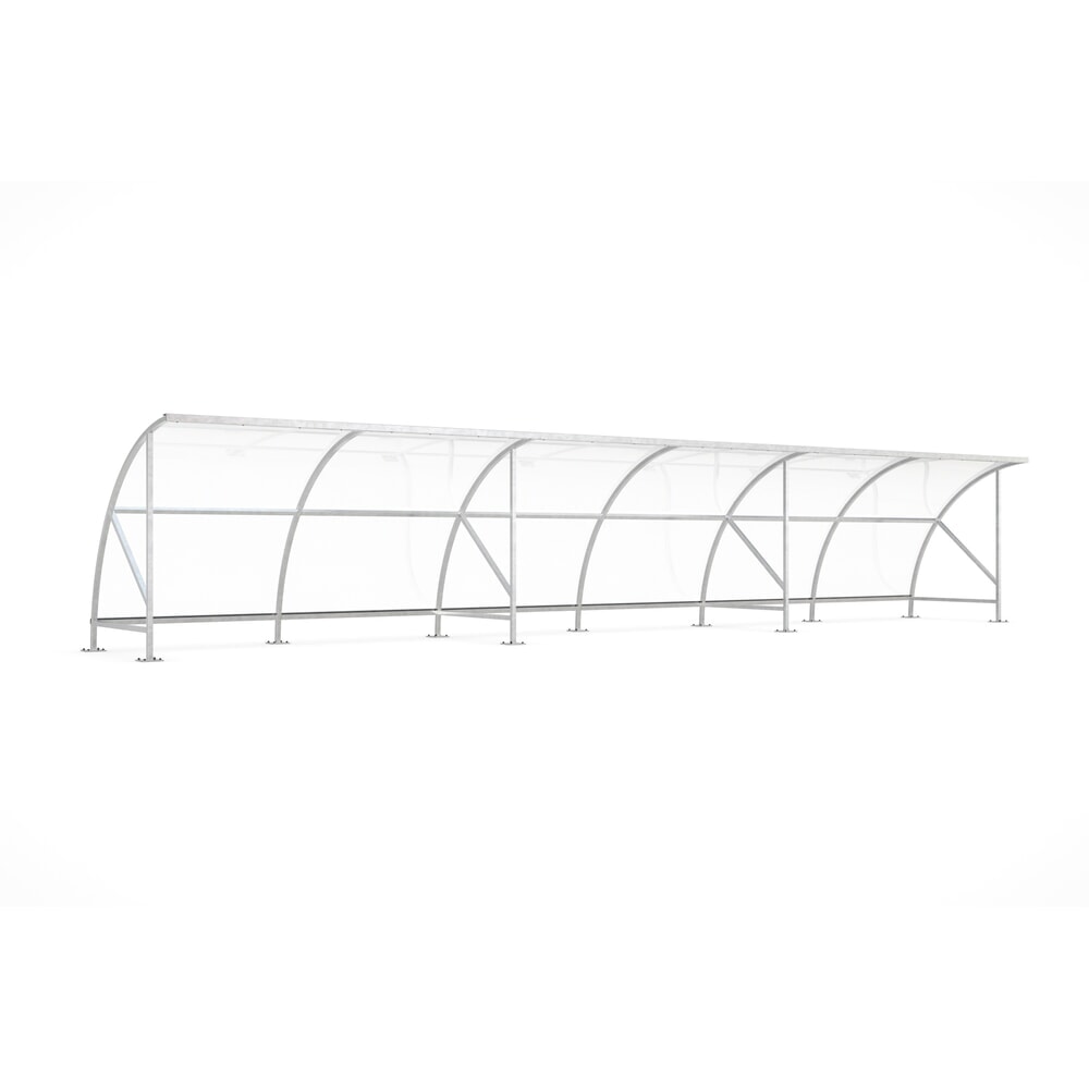 Numéro de l'image du produit 1: Abri wsm® BAMBERG en arc de cercle, largeur 12 350 mm, galvanisé à chaud